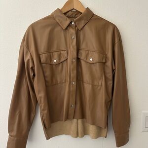 Brown Faux Leather Women's Jacket